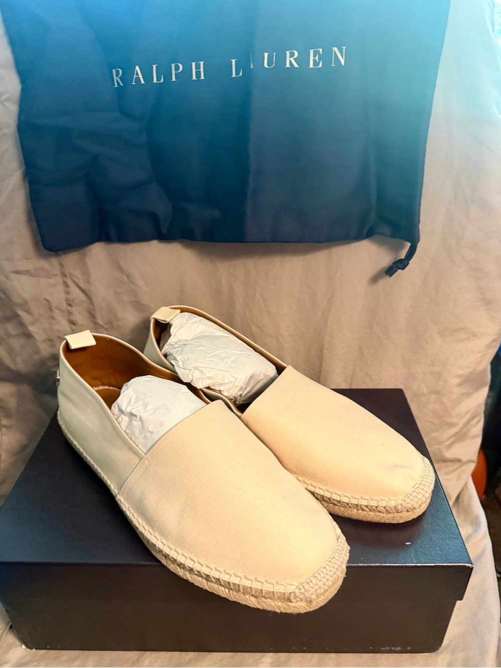 Ralph Lauren Men’s Beige Canvas Espadrille Slip-Ons